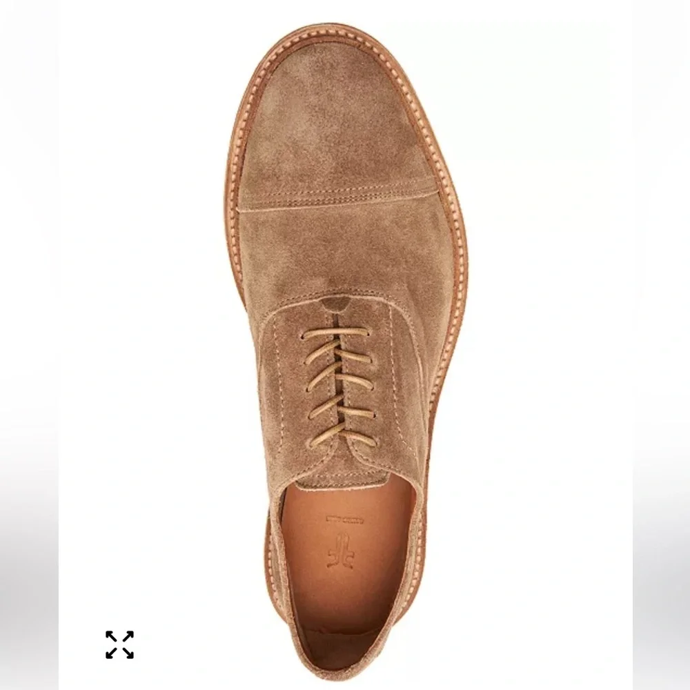 Frye Paul Bal Oxford Suede Tan Leather Cap Toe Dress Shoe Size 7.5D Men